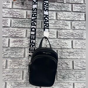 Karl Lagerfeld Black Crossbody Bag with Logo Strap